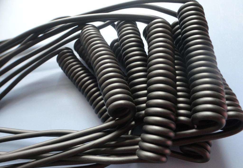 Spring Spiral Black Cable 3Cores 22/20/18/17AWG Stretchable Wire Shrinkable Cable Power Extension Cord